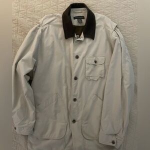 Banana Republic Khaki Barn Jacket with Dark Brown Details